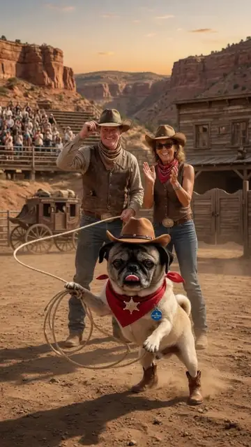 Sample tale page 2: Pugs nets the rodeo lasso